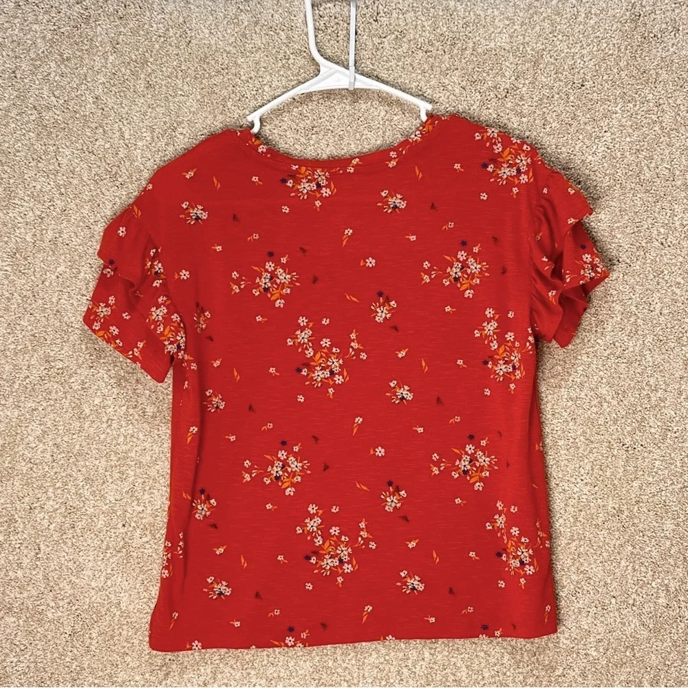 Kids‎ Floral Short Sleeve Tee size 14 stretchy ruffle sleeve tshirt